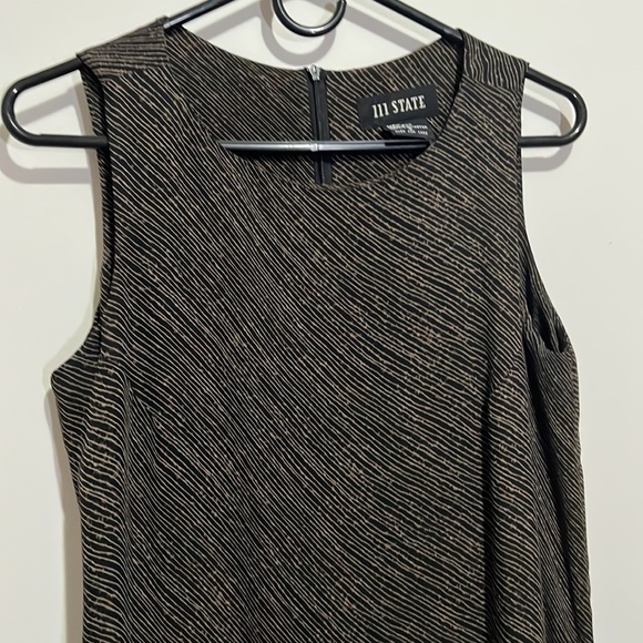 111 state striped printed 100% silk maxi dress - black/gold - size S - Picture 6 of 9